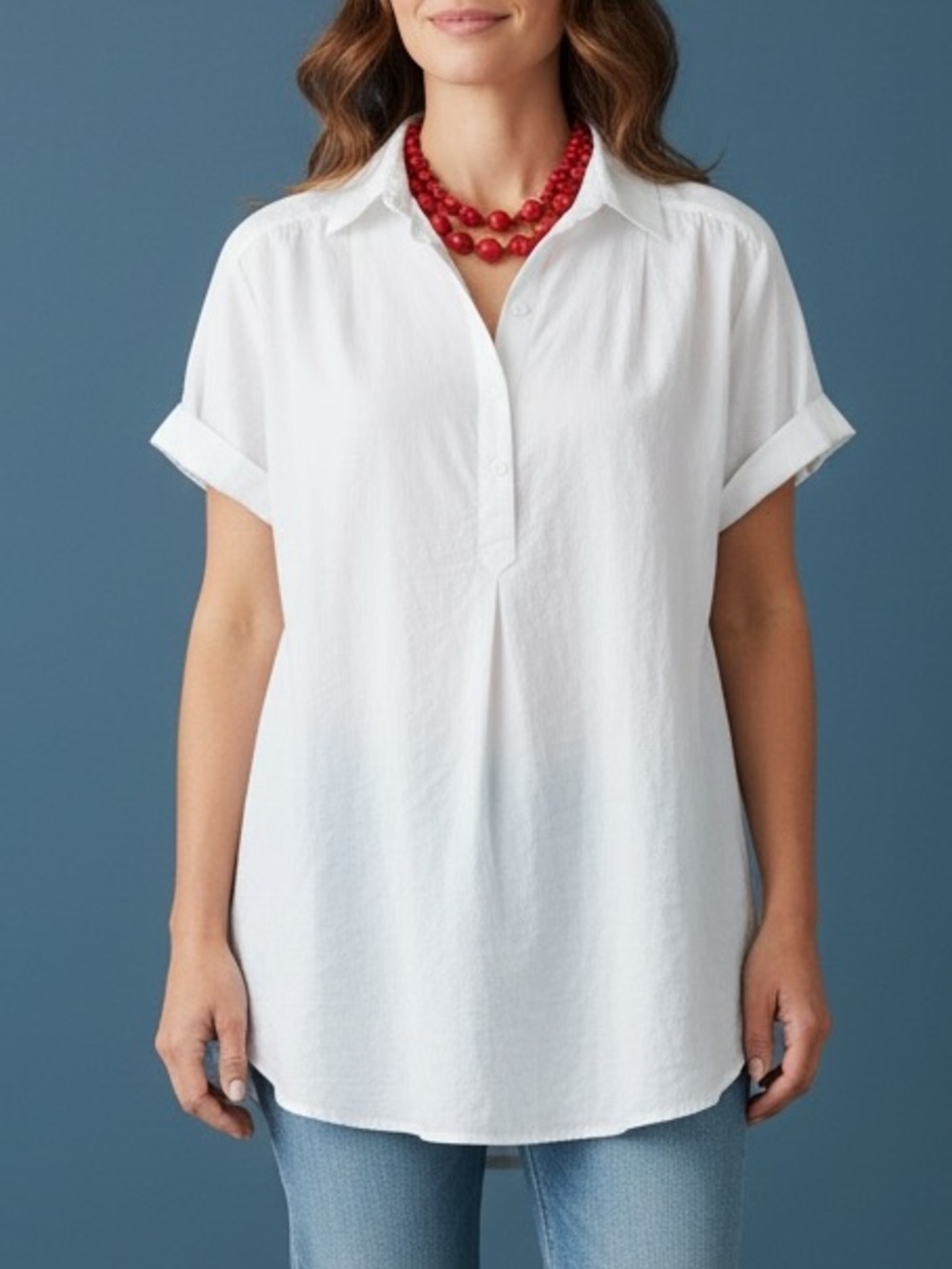 Mossimo White Short-Sleeve Pop-over Blouse